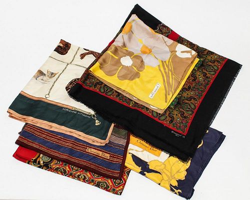 Dior & Vittadini Silk Scarves & Shawl, 6 Pieces