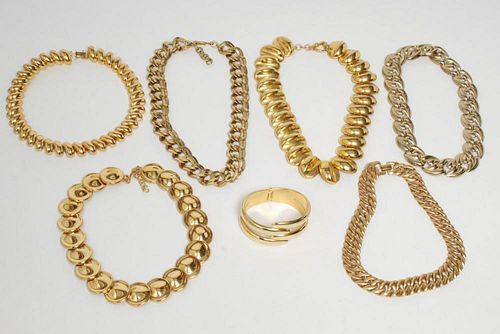 Gold-Tone Metal Costume Jewelry, Woman's, 7 Pieces