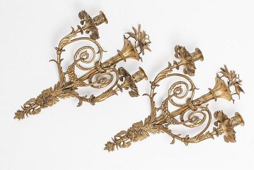 Neoclassical Bronze Wall Sconce Candelabra, 2