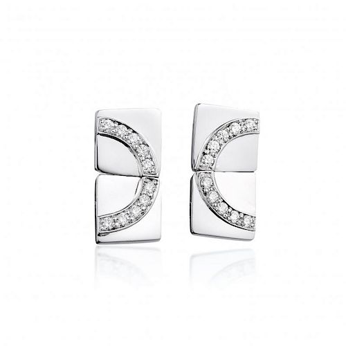 A Pair of White Gold Diamond Earclips