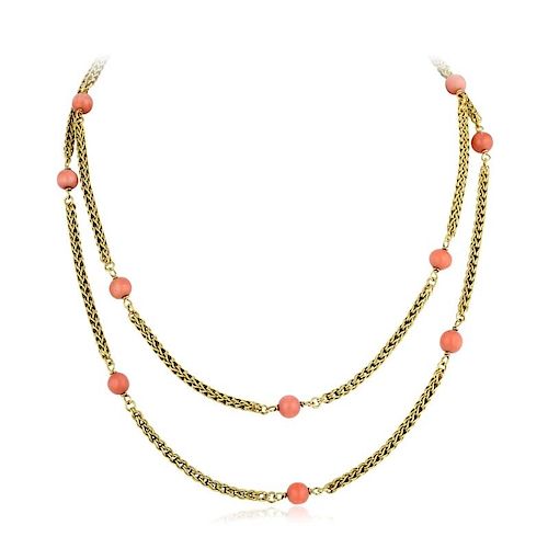 Tiffany Vintage Coral and Gold Chain Necklace