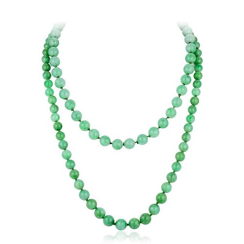 A Lot of Two Jade Bead Necklaces