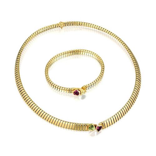 Bulgari Snake Necklace and Bracelet Set