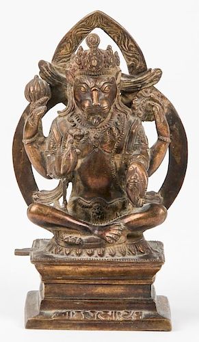 Sino Tibetan Lion Headed Dakini Bronze Sculpture