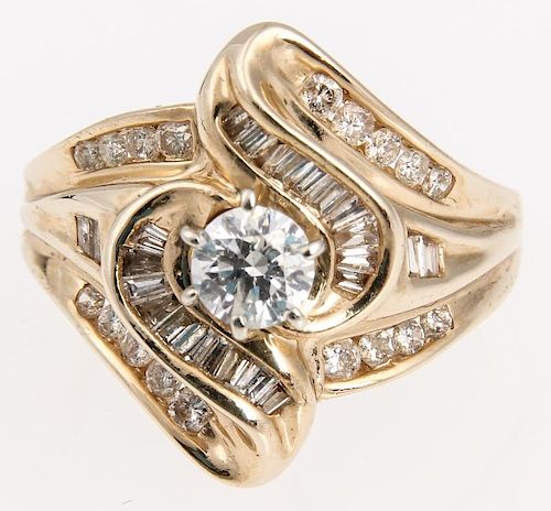 Ladies 14kt. Yellow Gold Diamond Swirl Design Ring