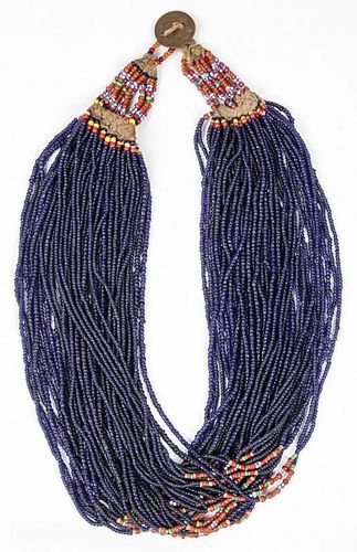 Naga Tribal Cobalt Royal Glass Bead Necklace