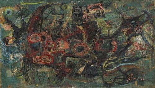 Angel Acosta Leon (Cuban, 1932-1964) Abstract Painting, 1950's