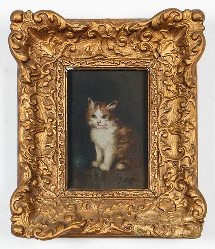 Jules Leroy (French, 1833-1865) Cat Painting