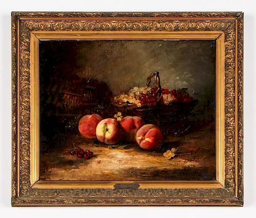 LeBrun (French, 19th c.) Still Life with Peaches