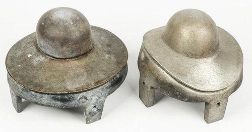 2 Vintage Industrial Metal Hat Molds