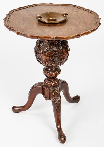 Antique Carved Wood Ashtray Table