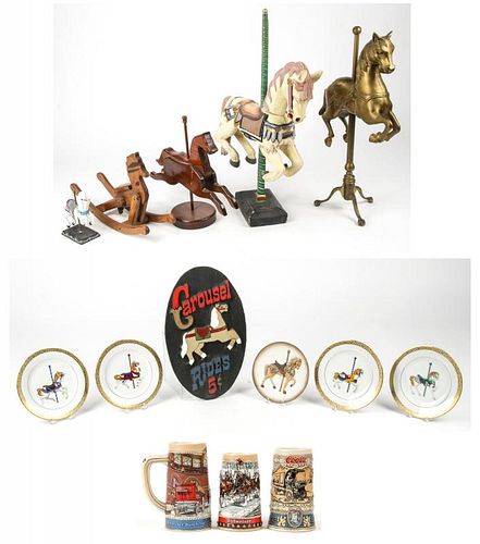 Estate Grouping of Carousel Horse Items
