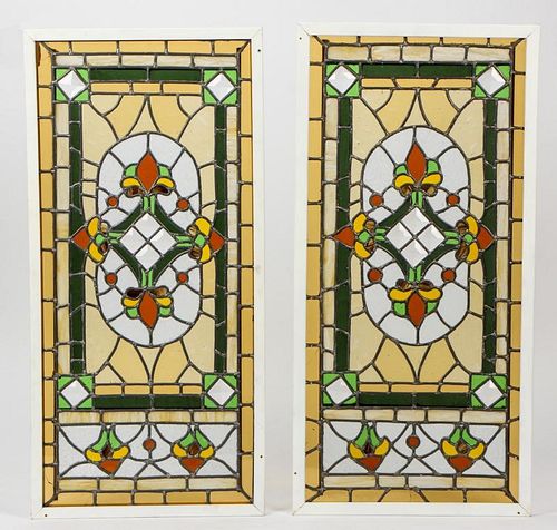 2 Old Stained Glass Panels