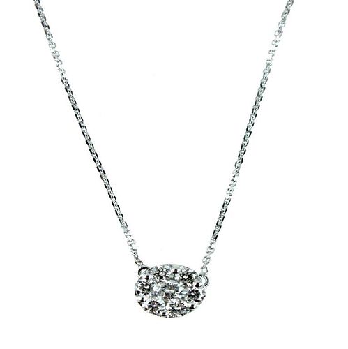 Ladies 14K approx 1.15CT Cluster Necklace
