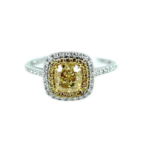 Ladies 18 Karat Fancy Yellow Engagement Ring.