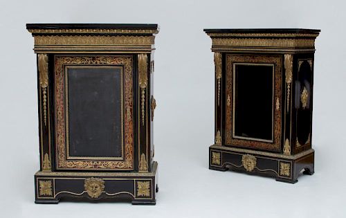 PAIR OF NAPOLEON III BRONZE-MOUNTED BOULLE MARQUETRY AND EBONY SIDE CABINETS