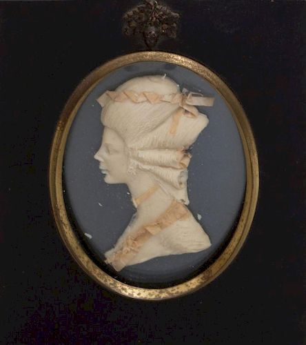 ATTRIBUTED TO LESLIE RAY: PAIR OF WAX RELIEF PROFILE BUSTS