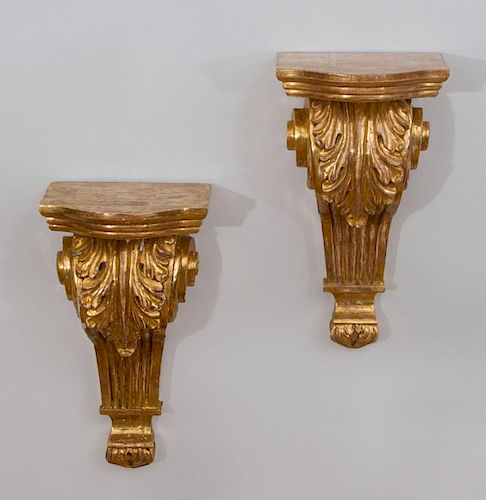 PAIR OF LOUIS XVI STYLE GILTWOOD WALL BRACKETS