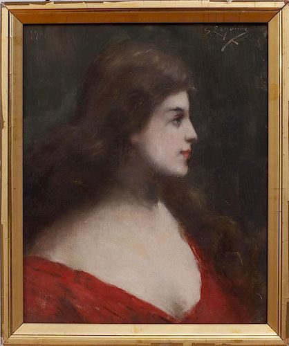 EUROPEAN SCHOOL: WOMAN IN RED DRESS; AND WOMAN IN HAT