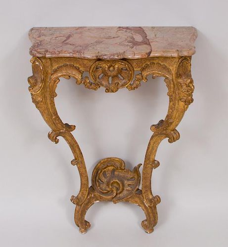 LOUIS XV STYLE SMALL GILTWOOD CONSOLE TABLE