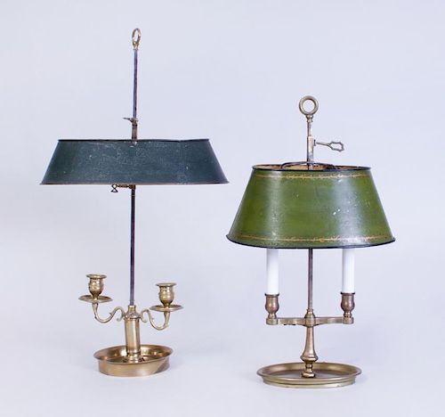 TWO FRENCH BRASS BOUILLOTTE LAMPS