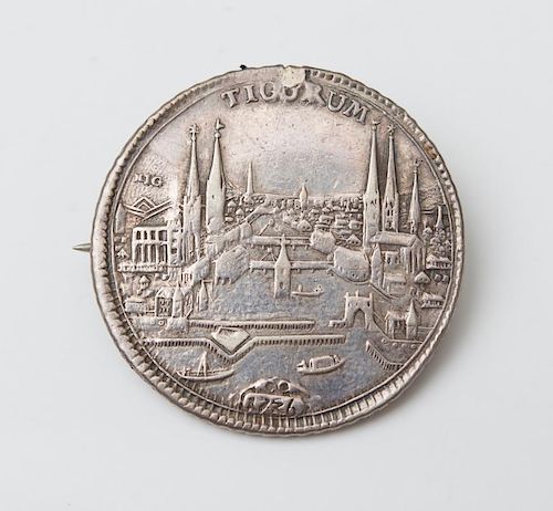 SWISS COIN MOUNTED AS A BROOCH