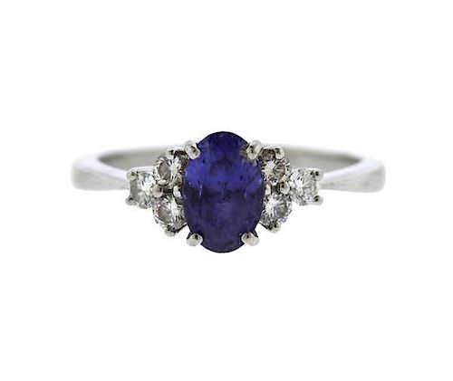 Tiffany &amp; Co Platinum Sapphire Diamond Ring