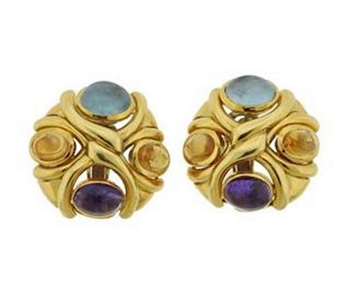 18k Gold Gemstone Earrings