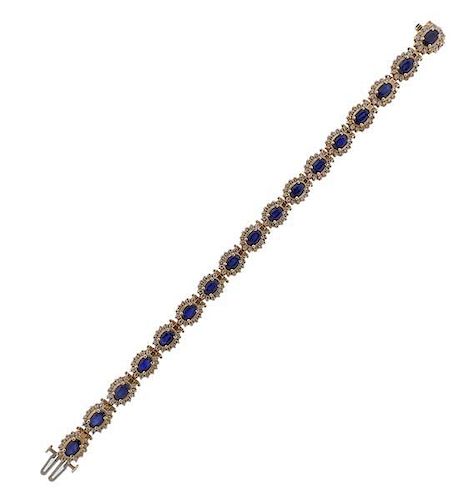 14K Gold Diamond Sapphire Bracelet