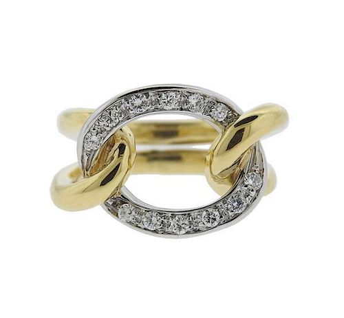 18k Gold Diamond Link  Ring