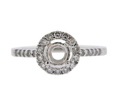 18k Gold Diamond Halo Engagement Ring Setting