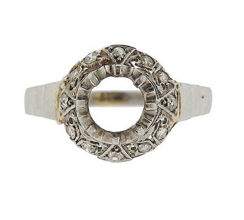 Art Deco Platinum Gold Diamond Engagement Ring Setting