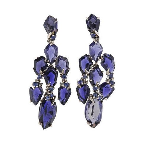 Alexis Bittar Sterling Blue Sapphire Iolite Diamond Earrings