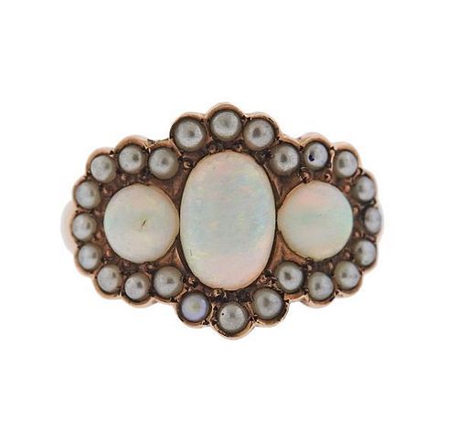 Antique 14K Gold Opal Pearl Ring