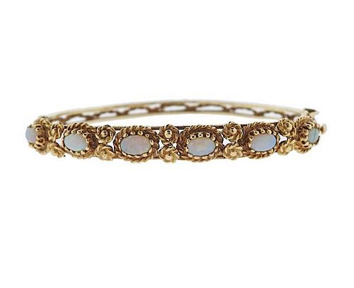14K Gold Opal Bangle Bracelet