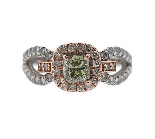 GIA Natural Fancy Gray-Yellowish Green 0.78ct Diamond Engagement Ring