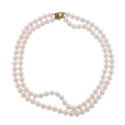 Mikimoto 18k Gold 8mm to 8.5mm Pearl Necklace