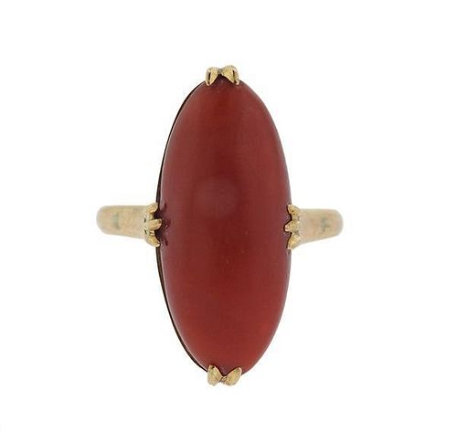 Antique 18k Gold Red Coral Ring