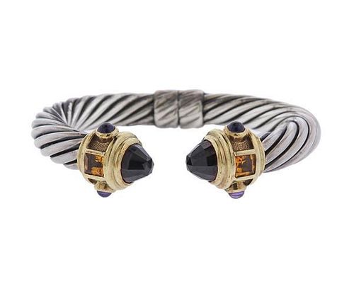 David Yurman Cable Silver 14k Gold Gemstone Bracelet