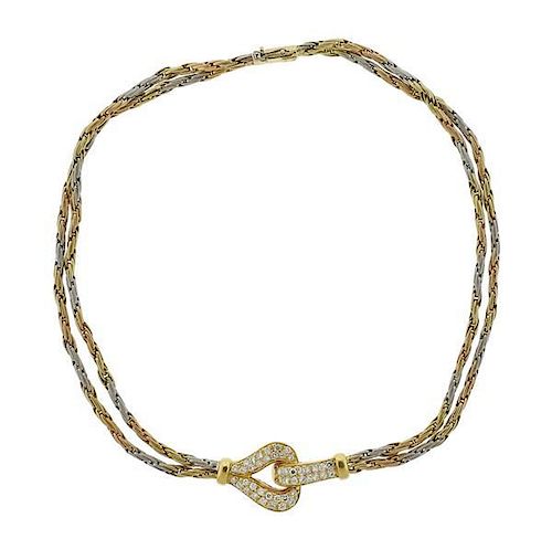 18k Gold Diamond Buckle Necklace