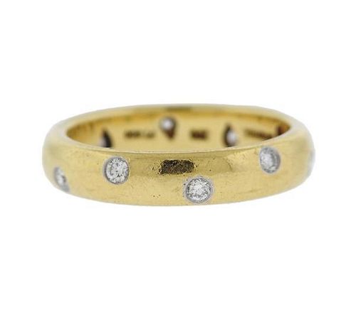 Tiffany &amp; Co Etoile Platinum 18k Gold Diamond Band Ring
