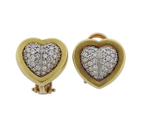 Kieselstein Cord 18k Gold Diamond Heart Earrings