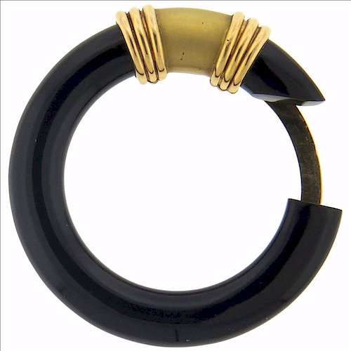 Boucheron Paris 18K Gold Onyx Circle Clip