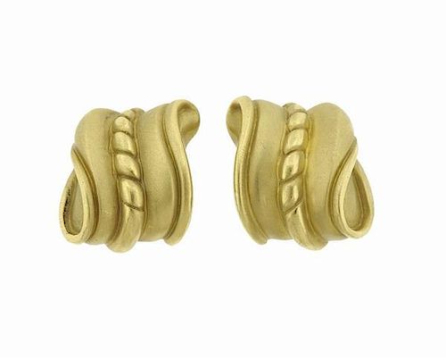 Kieselstein Cord 18k Gold Scroll Earrings
