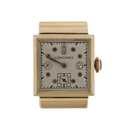 1940s Longines 14k Gold Diamond Watch