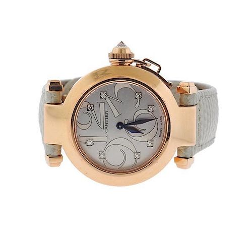 Cartier Pasha 18k Gold Diamond Quartz Watch