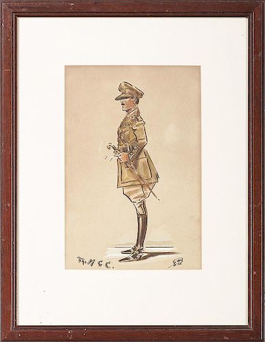 R.T. Carper, Pencil and Watercolor Portrait of British Officer, Plus