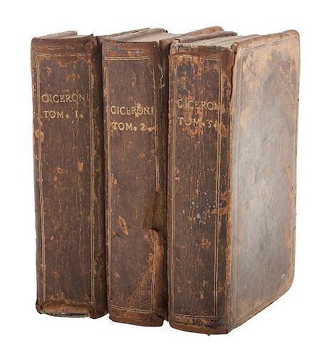 [Literature - Classics - Latin] 3 Volume Cicero's Orations - Printed in Lyon, 1614 by Morillon
