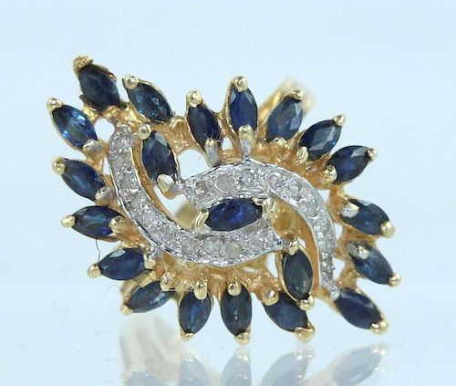 14K Diamond & Sapphire Ring