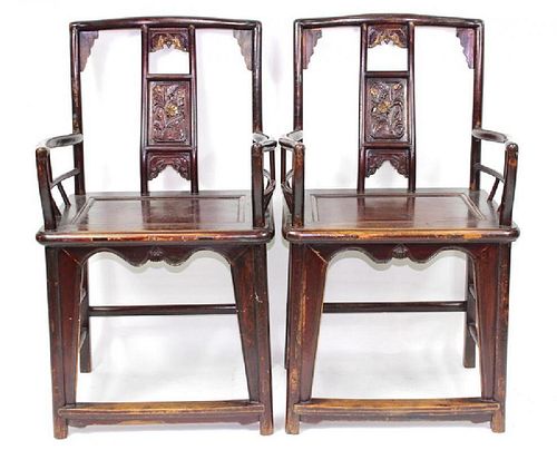 Pair Chinese Rosewood Chairs. 20th century.